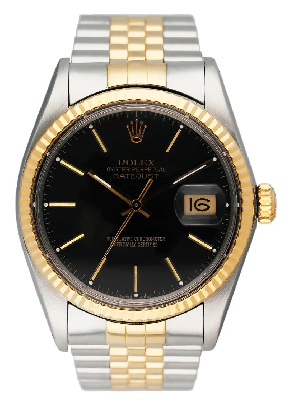 Rolex Datejust 16013 Black Dial Mens Watch Box Papers