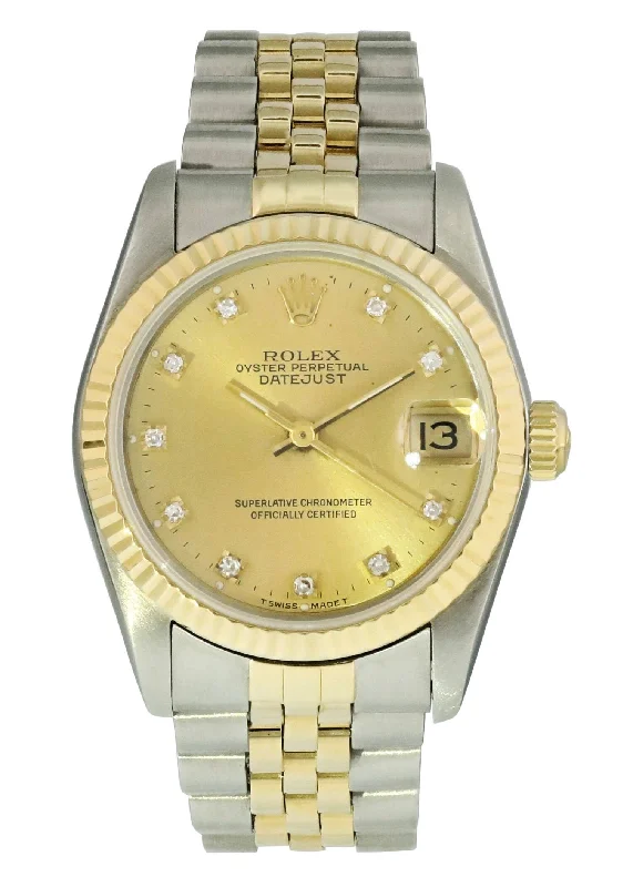 Rolex Datejust 68273 Diamond Dial Midsize Watch