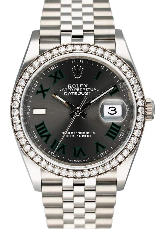 Rolex Datejust Wimbledon 126284RBR Diamond Mens Watch Box Papers