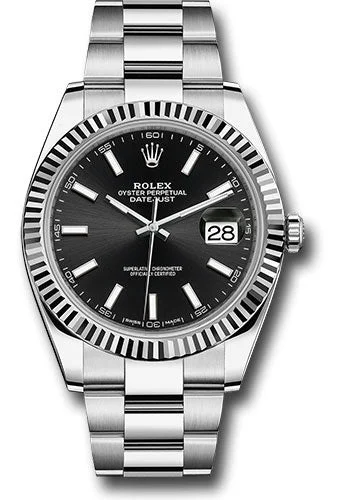 Rolex Steel and White Gold Rolesor Datejust 41 Watch - Fluted Bezel - Black Index Dial - Oyster Bracelet - 126334 bkio 2020 Papers