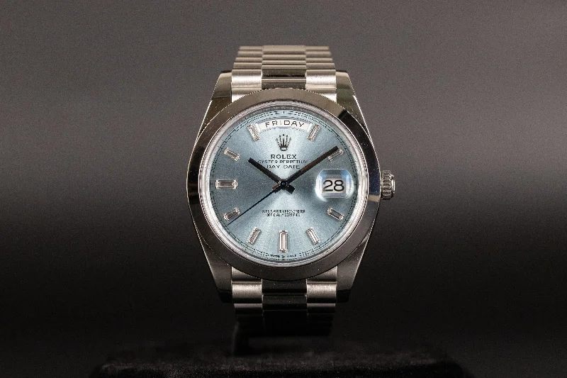 Rolex<br>228206 DayDate 40 Ice Blue Baguette Dial