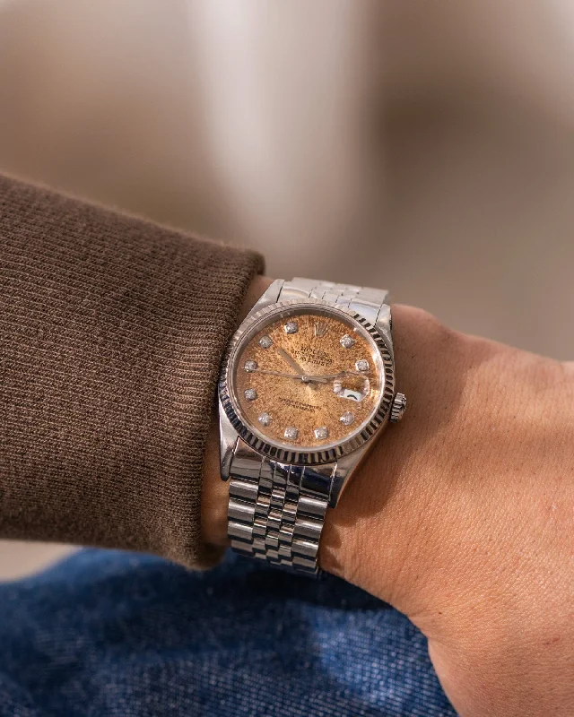 Rolex Datejust 16234 Patina Diamond Dial with Box and Paper