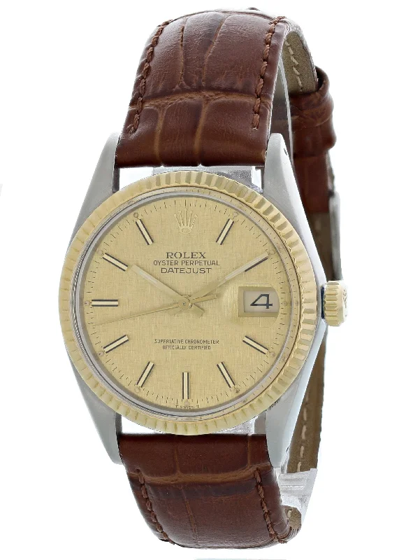 Rolex Oyster Perpetual Datejust 16013 Linen Dial Mens Watch