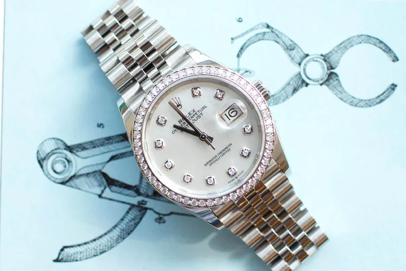 SOLDOUT: Rolex 126284RBR 36mm Datejust Factory Diamond Dial and Bezel BOX AND PAPERS 2019