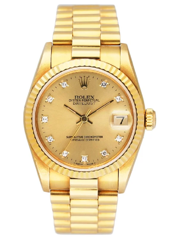 Rolex DateJust 68278 Diamond Champagne Dial Ladies Watch