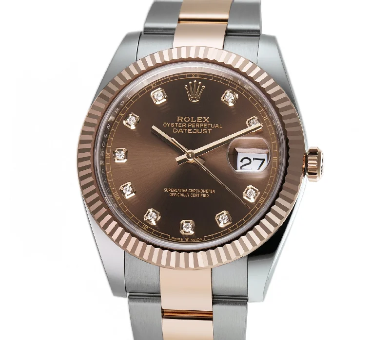 41mm Steel & Everose Gold Chocolate Diamond Dial Oyster Bracelet