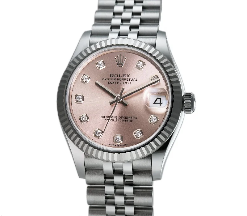 31mm Steel and 18k Fluted Bezel Pink Diamond-Set Dial Jubilee Bracelet