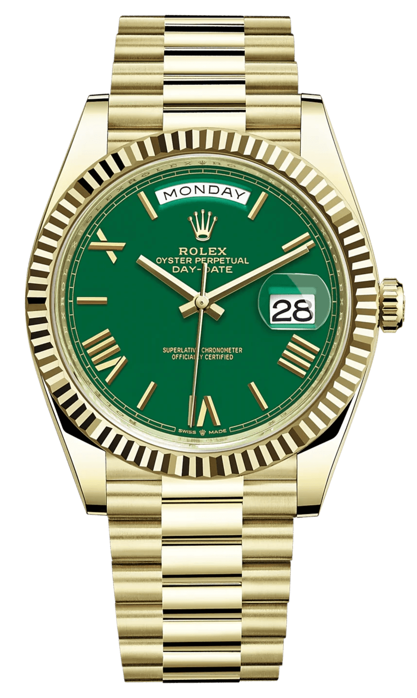 Rolex Day-Date 40 Yellow Gold Green Roman Dial  228238