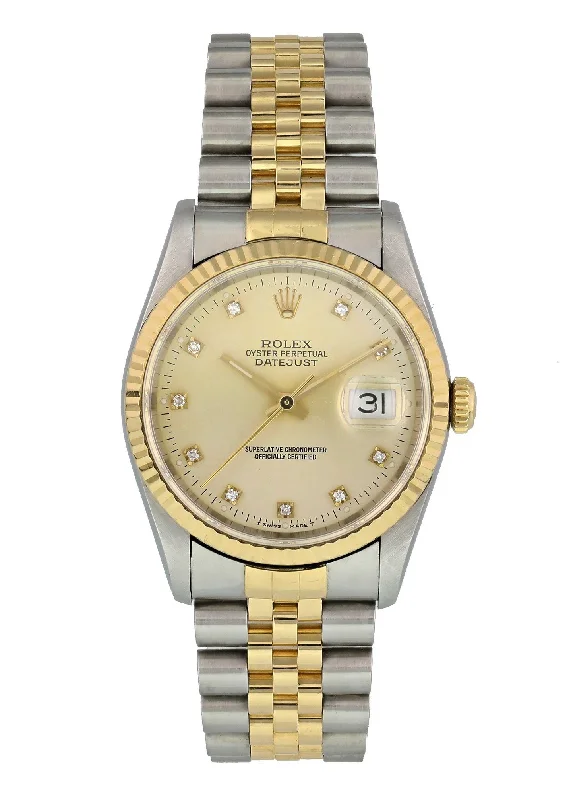 Rolex Datejust 16233 Sunburst Diamond Dial Mens Watch