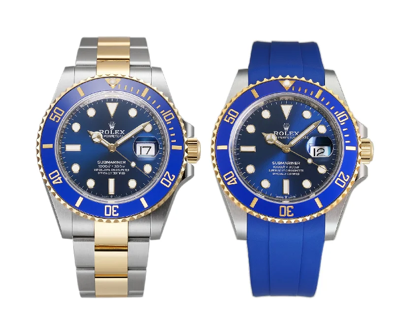 41mm Steel and Yellow Gold Ceramic Bezel Blue Dial RubberB Included