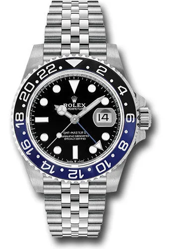 Rolex Steel GMT-Master II 40 Watch - Black And Blue Batgirl Bezel - Black Dial - Jubilee Bracelet - 126710BLNR