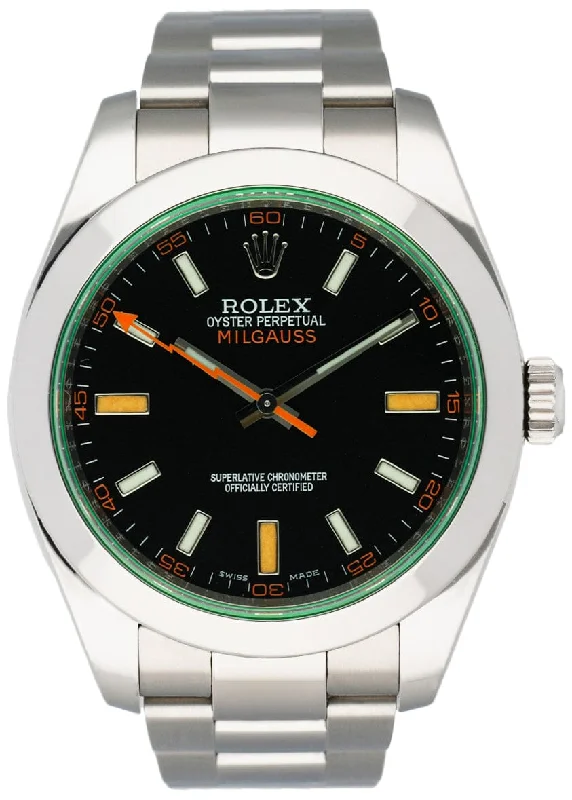 Rolex Milgauss 116400GV Black Dial Mens Watch Box Papers