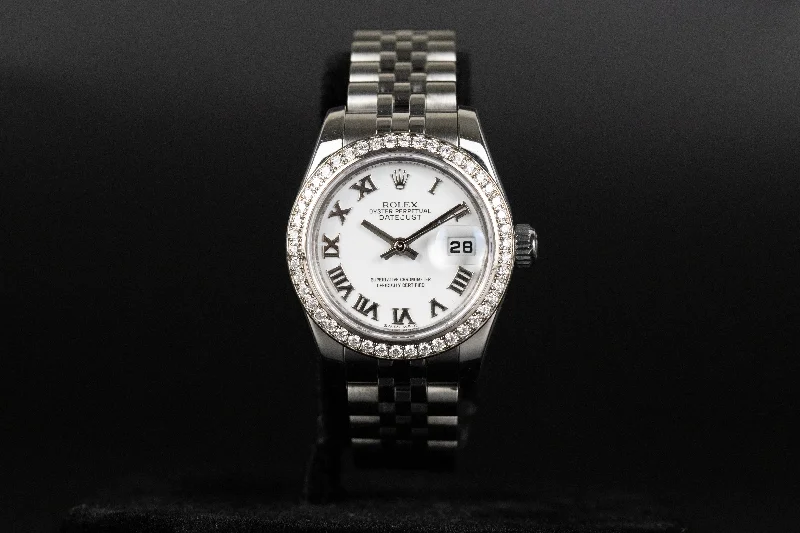 Rolex<br>179384 Datejust 26 White Roman Numeral Dial Diamond Bezel