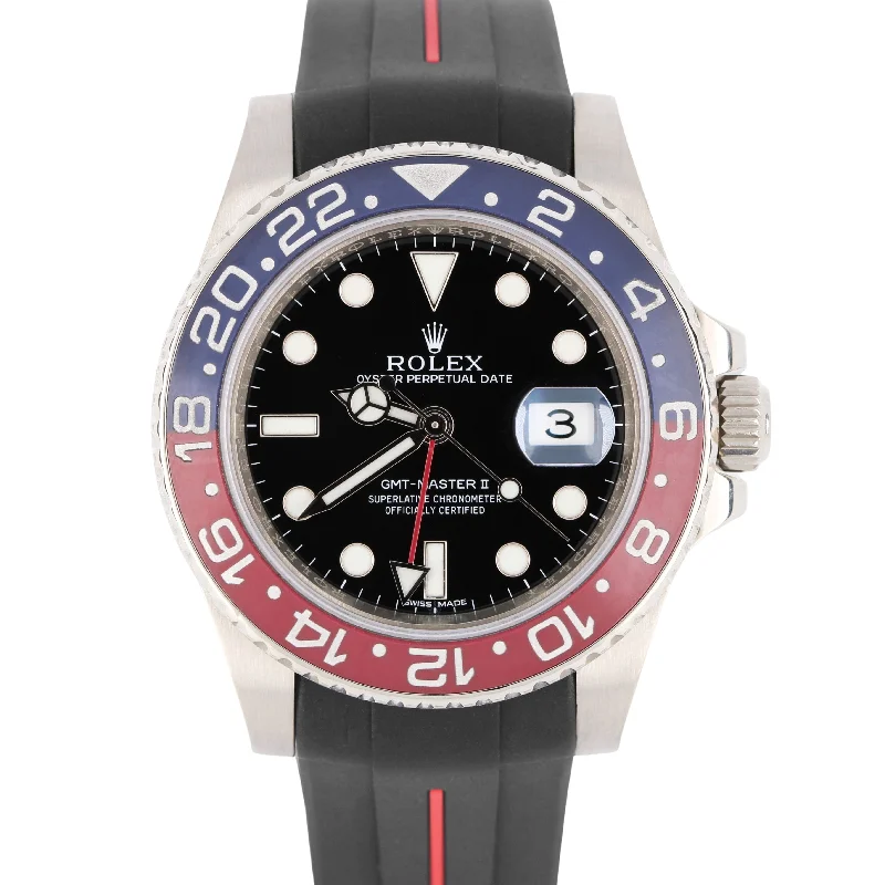 Rolex GMT-Master II PEPSI 18K White Gold Blue Red Black 40mm 116719 Rubber Watch