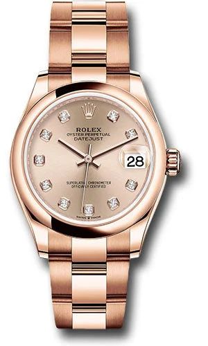 Rolex Everose Gold Datejust 31 Watch - Domed Bezel - RosŽ Diamond Dial - Oyster Bracelet 278245 rsdo