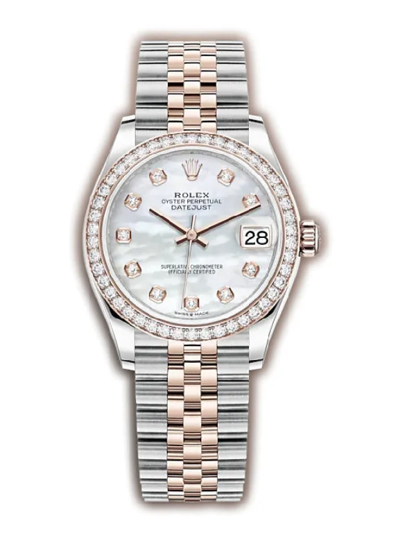 31mm Steel & Everose Gold Diamond Bezel MOP Mother of Pearl Diamond Dial Jubilee