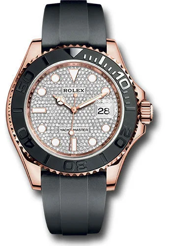 Rolex Everose Gold Yacht-Master 40 Watch - Diamond Paved Dial - Oysterflex Strap - 126655 dp