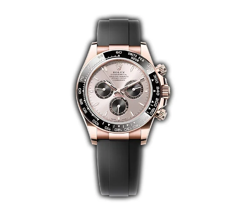 40mm 18k Everose Gold Ceramic Bezel Sundust and Black Dial Oysterflex