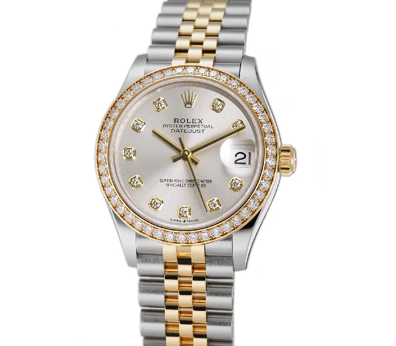 31mm Steel and Yellow Gold Diamond Bezel Silver Diamond Dial Jubilee