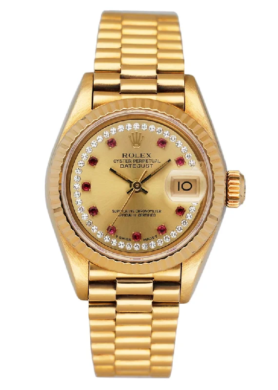 Rolex Datejust 69178 Ruby Diamond Dial Ladies Watch Box Papers