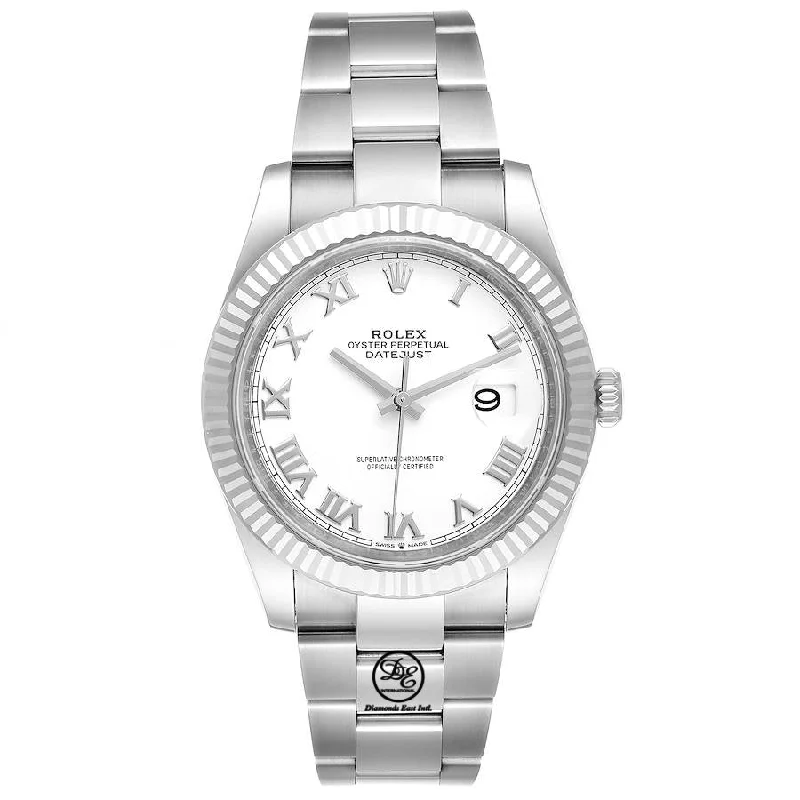 Rolex Datejust 41mm 126334 White Roman Dial White gold Fluted bezel Box and Papers Unworn