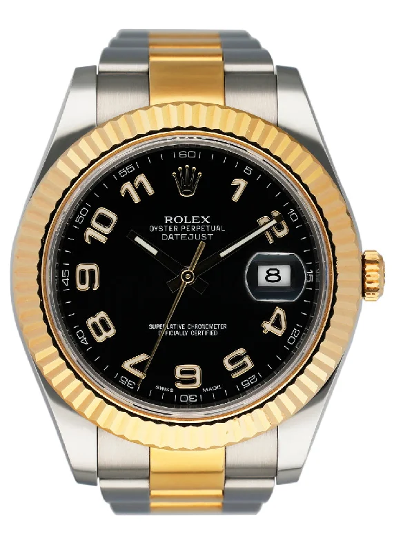 Rolex Datejust 41 116333 Black Dial Two Tone Mens Watch Box & Papers