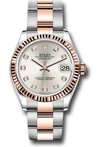 Rolex Steel and Everose Gold Datejust 31 Watch - Fluted Bezel - RosŽ Diamond Dial - Oyster Bracelet 278271 sdo