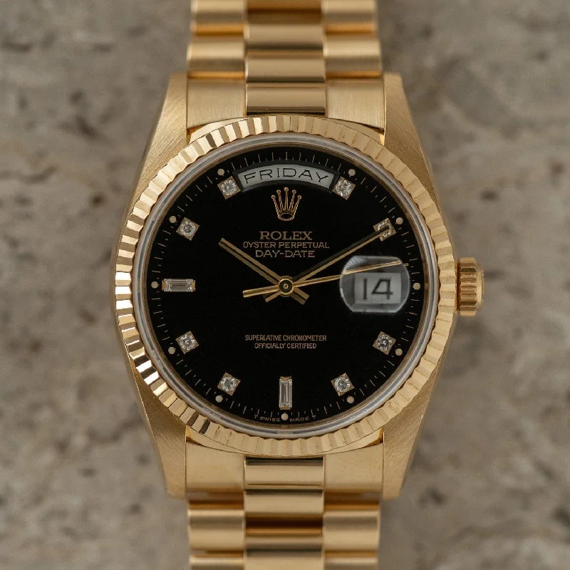 Rolex Day-Date 18238 YG Black Diamond Dial