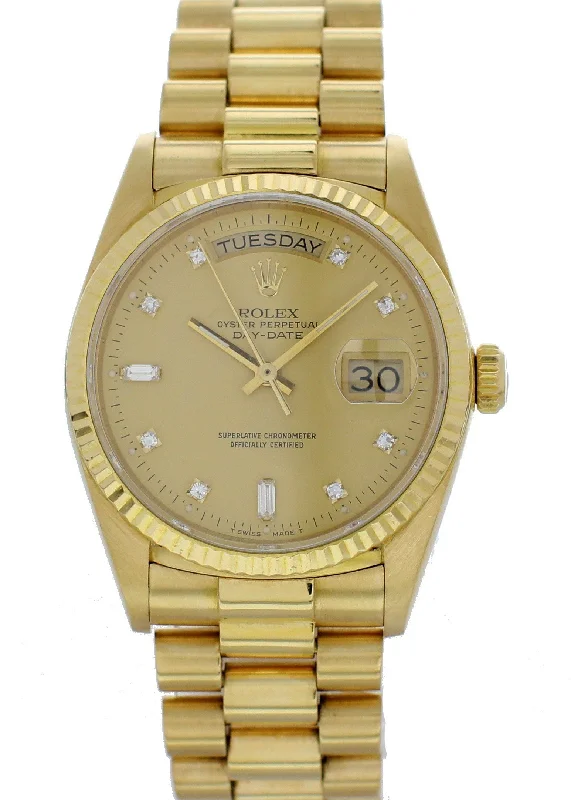 Rolex Day-Date President Diamond Dial 18038 Mens Watch With Papers