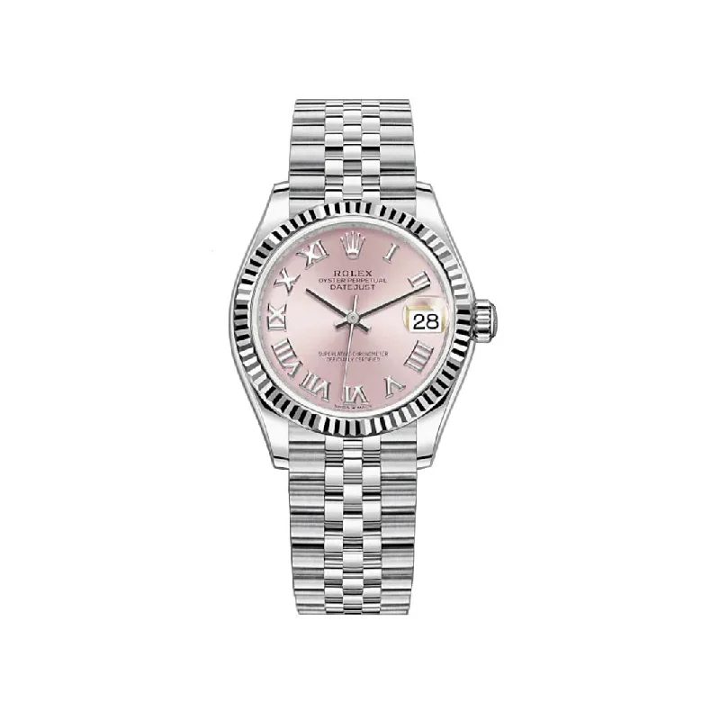 31mm Steel and 18k Fluted Bezel Pink Roman Dial Jubilee Bracelet