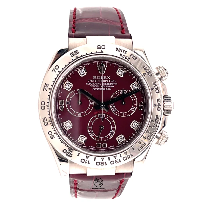 Rolex Daytona 116519 White Gold Factory Diamond Rubellite Grossular Dial Box and Papers PreOwned