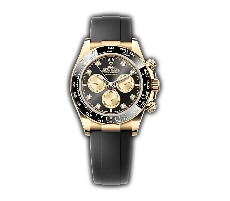 40mm 18k Yellow Gold Black & Gold Diamond Dial Oysterflex