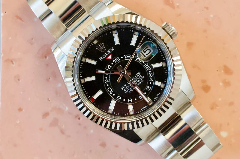 SOLD OUT: Rolex SkyDweller 326934 Black Dial 42mm 18K Bezel 2021 Box & Papers Warranty