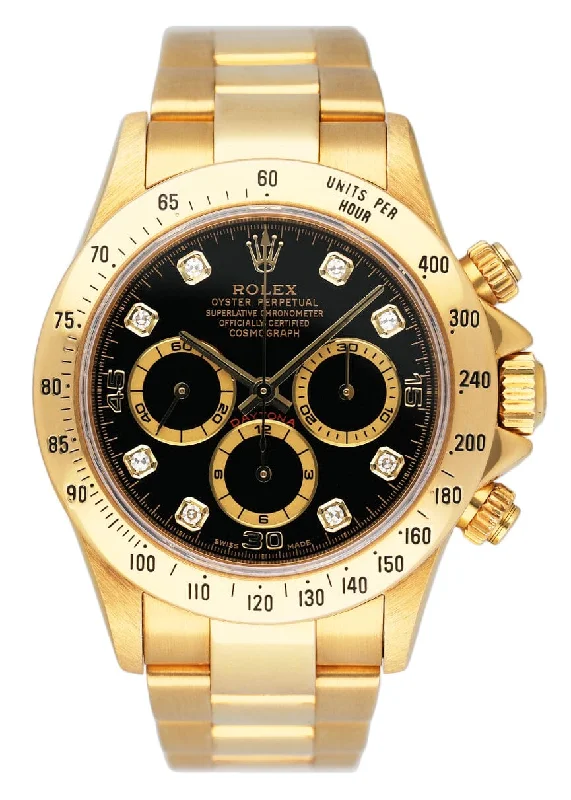 Rolex Daytona 16528 Zenith Black Diamond Dial Mens Watch