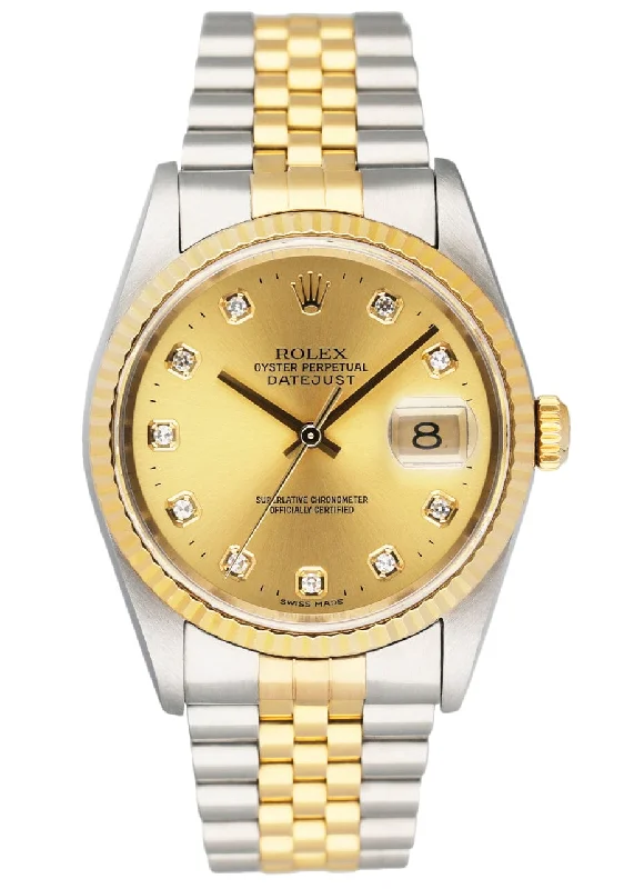 Rolex Datejust 16233 Diamond Dial Mens Watch