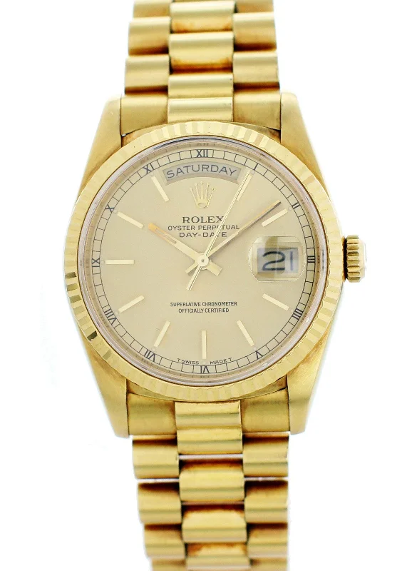 Rolex Oyster Perpetual Day-Date President 18238 18K Yellow Gold Mens Watch