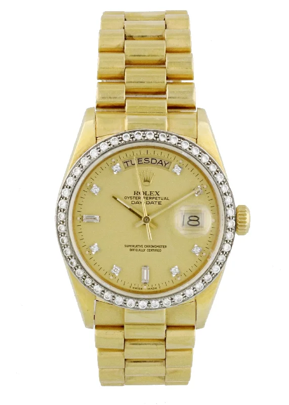 Rolex Day-Date President 18048 Diamond Dial and Bezel Mens Watch