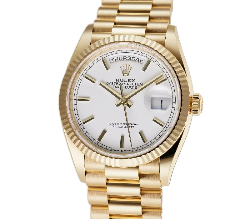 36mm 18k Yellow Gold President White Index Dial