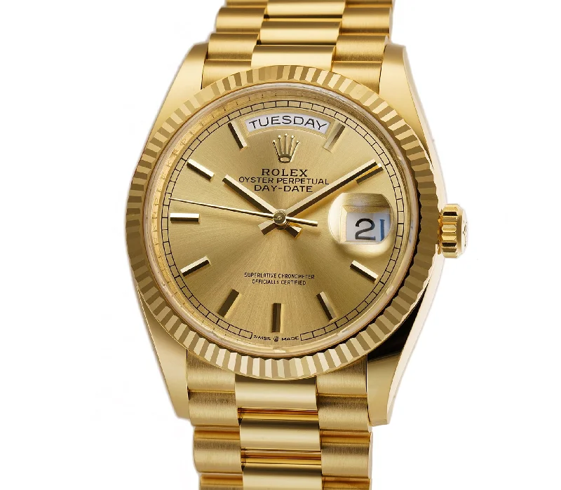 36mm 18k Yellow Gold President Champagne Index Dial