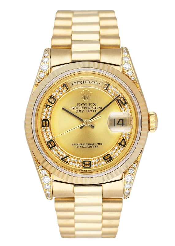 Rolex Day-Date 18338 Diamond 18K Yellow Gold Mens Watch