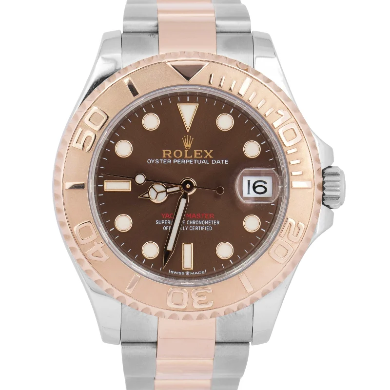 MINT 2023 Rolex Yacht-Master 37mm Two-Tone 18K Rose CHOCOLATE Brown 268621 Watch