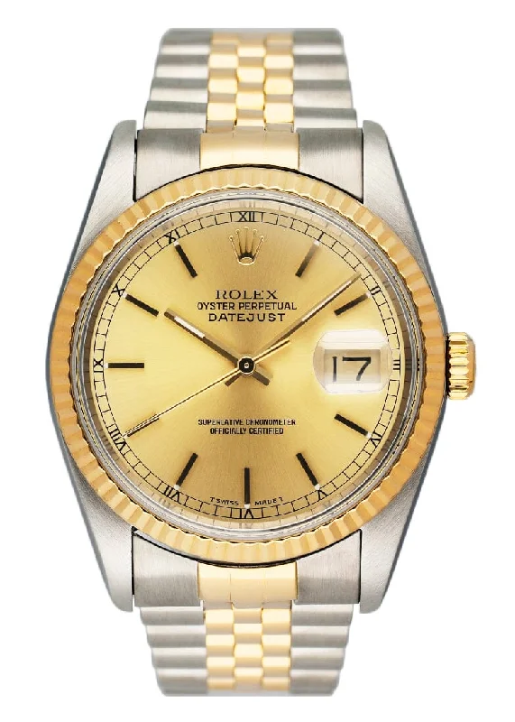 Rolex Datejust 16233 Champagne Dial Mens Watch