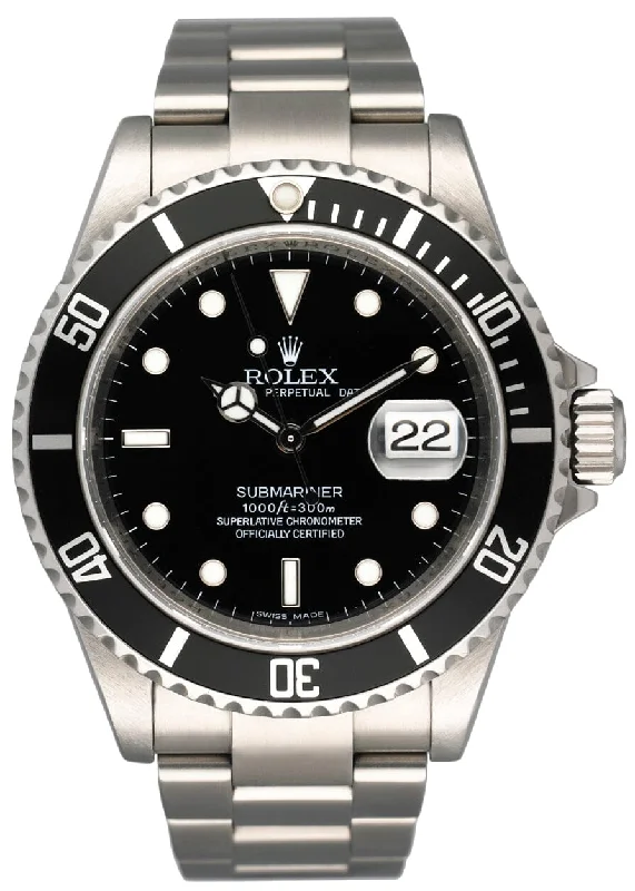 Rolex Submariner Date 16610 Engraved Rehaut Mens Watch