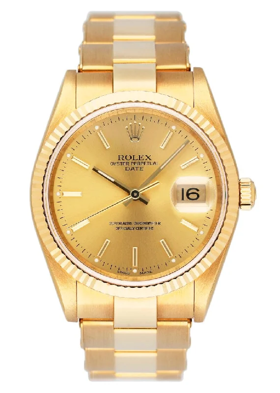 Rolex Oyster Perpetual Date 15238 Champagne Dial Mens Watch