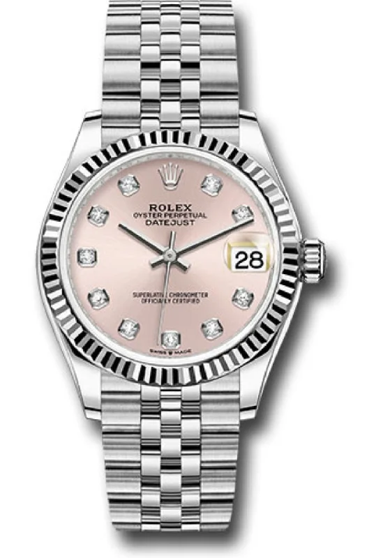 Rolex Datejust 31 Fluted Bezel Pink Diamond Dial Jubilee Bracelet 278274