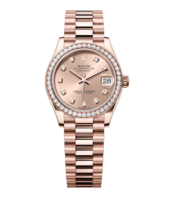 31mm 18k Everose Gold President Diamond Bezel Rose Diamond Dial