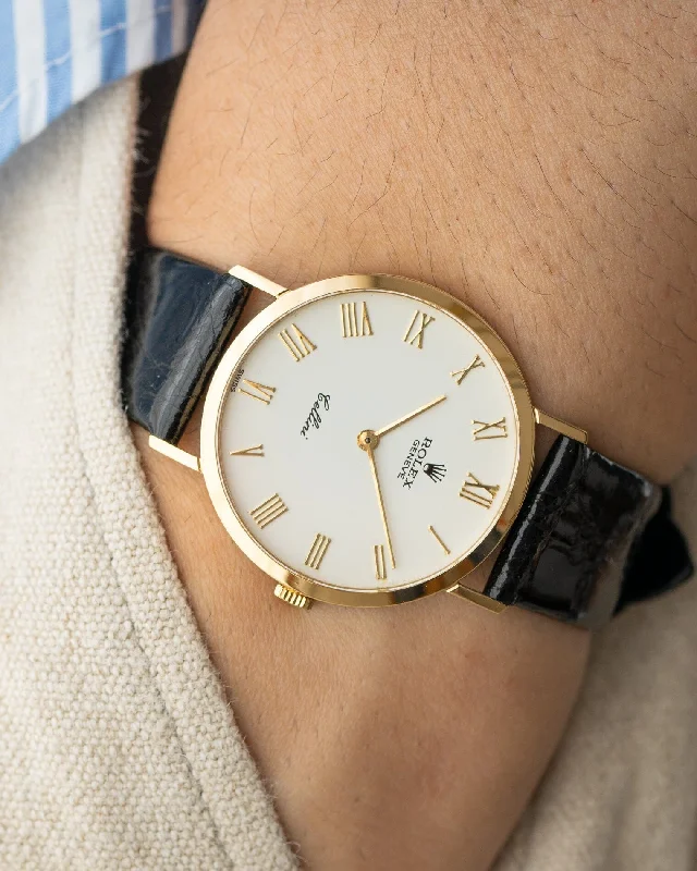 Rolex Cellini 4112 YG White Applied Roman