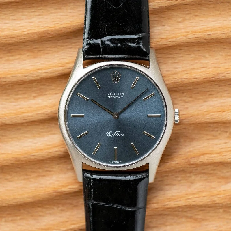 ROLEX Cellini 3804 WG Blue Grey Dial 1970s