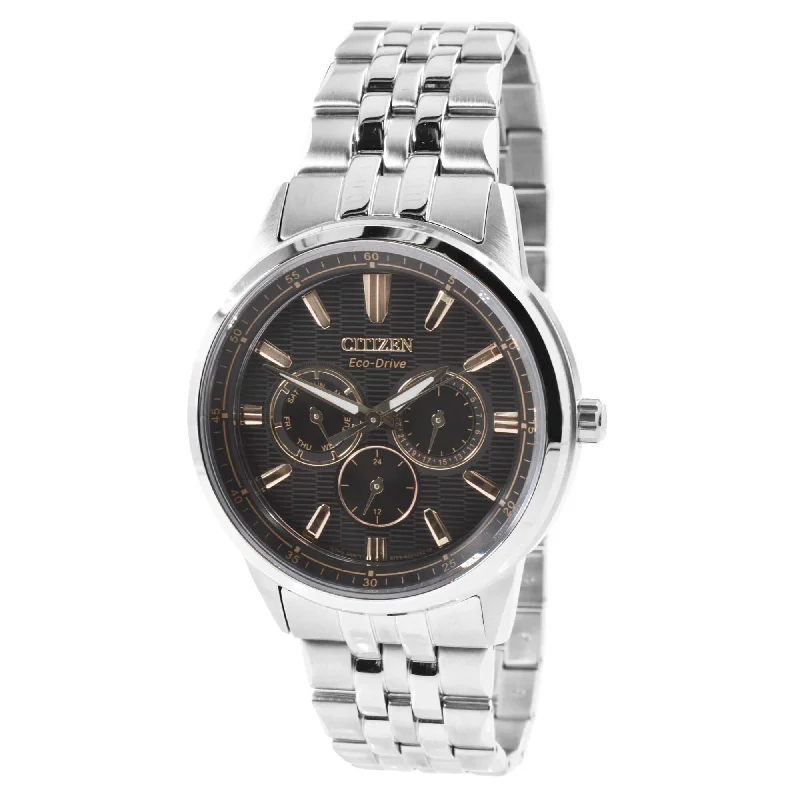 Citizen Men's Eco-Drive Bracelet Watch - Corso Black Dial Steel | BU2070-55E