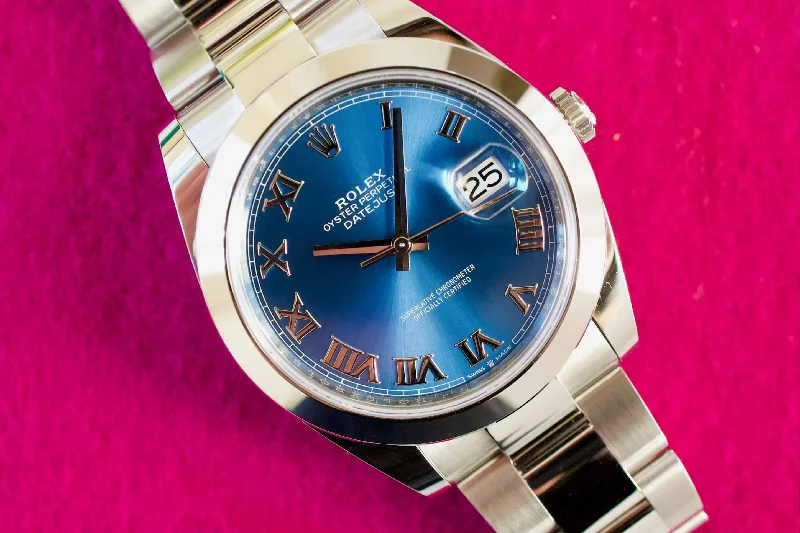 SOLD OUT: Rolex 126300 Datejust 41mm 2022 Azzurro Blue Smooth Bezel Oyster Box and Papers Like New